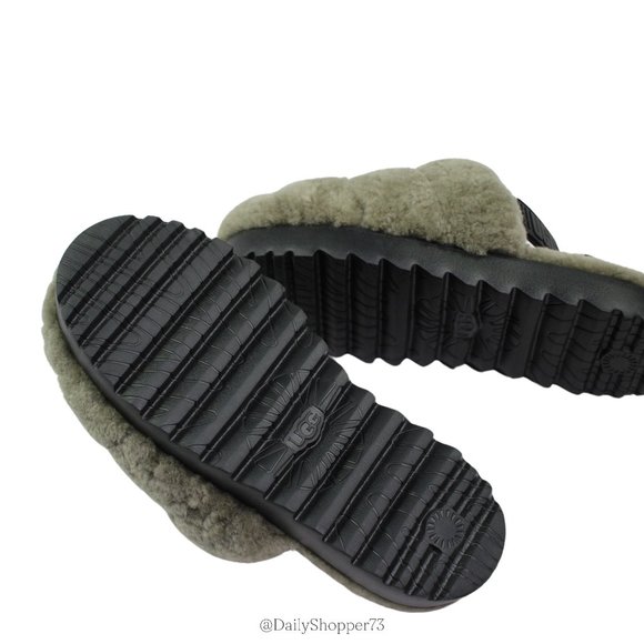 UGG Women's "Super Fluff Slipper" Sling Back Cozy Sheepskin Shoes - Burnt Olive - Picture 8 of 8